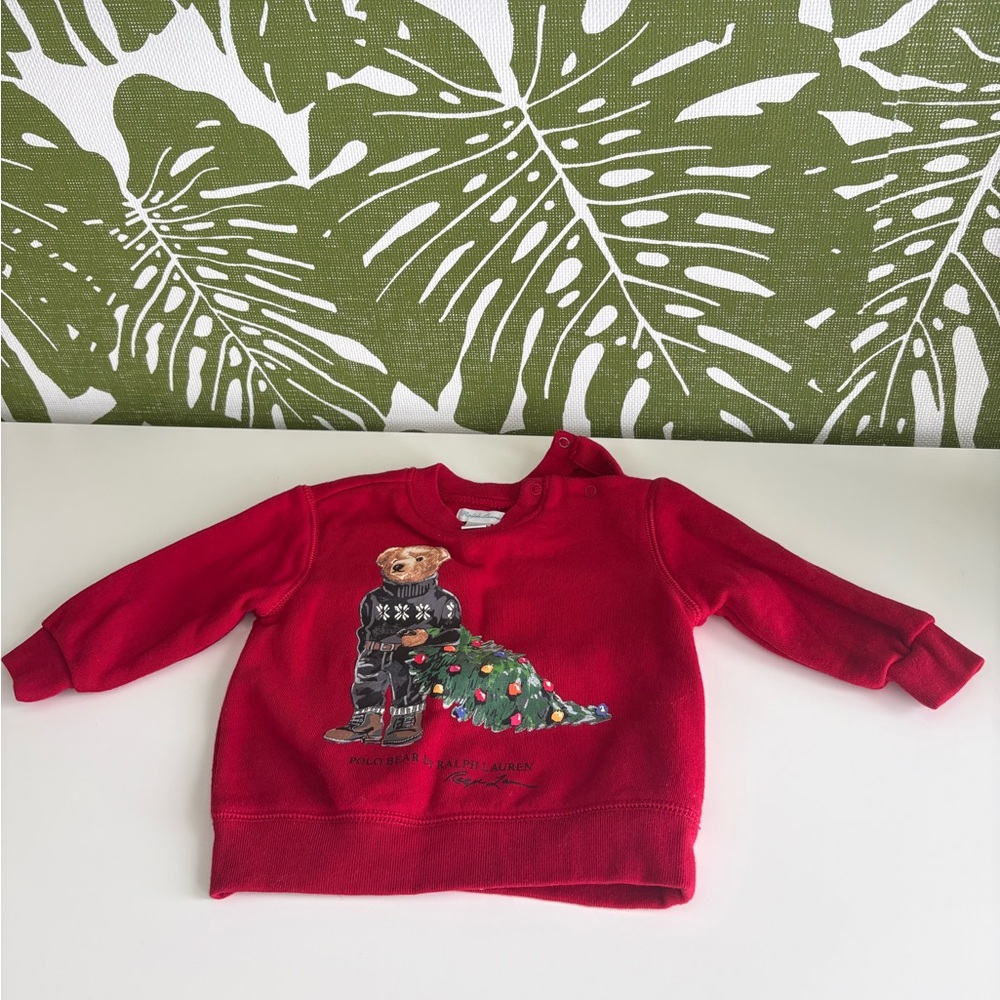 Ralph Lauren Red Bear Christmas Kids Sweatshirt🐻🎄